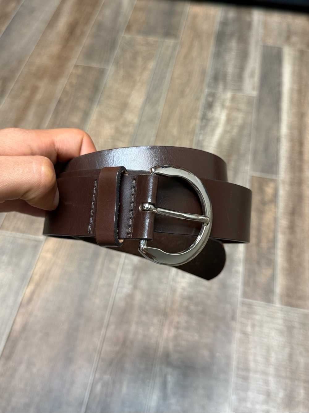 Vtg USA Made Dark Brown Leather Belt